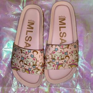 Melissa Pink Kitty Cat Slide Sandals😻
